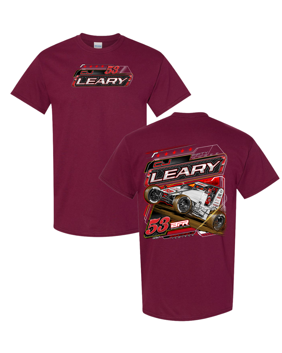 Fox 53 Tshirt - Maroon – CJ Leary Racing